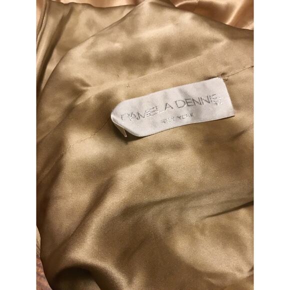 Vintage PAMELA DENNIS Gold Beaded Silk Satin Gown w/Beaded Jacket - Picture 3 of 12